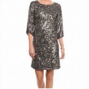 Luxology • Silver Sequin Shift Dress • Size 14 • EUC